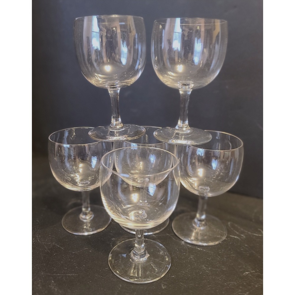 Set of 6 Elegant Royal Doulton Mode Wine Glasses, Crystal Clear Glassware